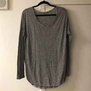 Free People Striped Long-Sleeve Tee, Scoop Neck